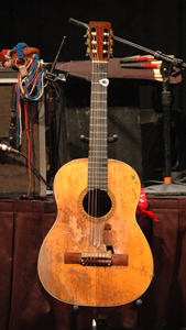 Trigger waiting to go on stage with his buddy, Willie Nelson.