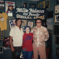 Webb Pierce, Jeanie Oakley and Max Powell hanging out at the Willie Nelson General Store in Nashville, Tennessee in early 1981.